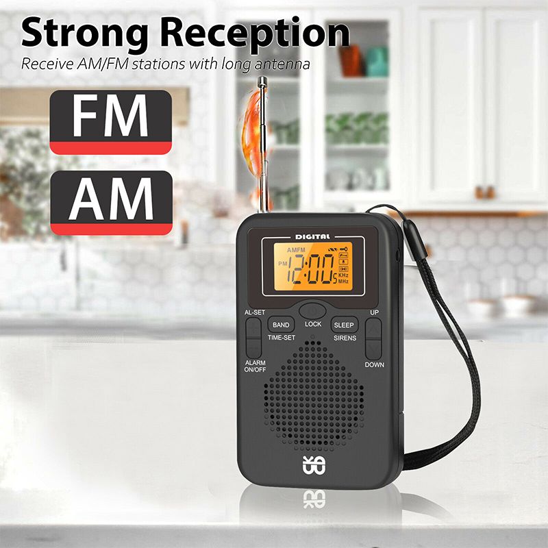 Mini rádio despertador portátil AM FM com tela LCD, rádio de bolso com alarme digital e melhor recepção de longo alcance_voghion.com