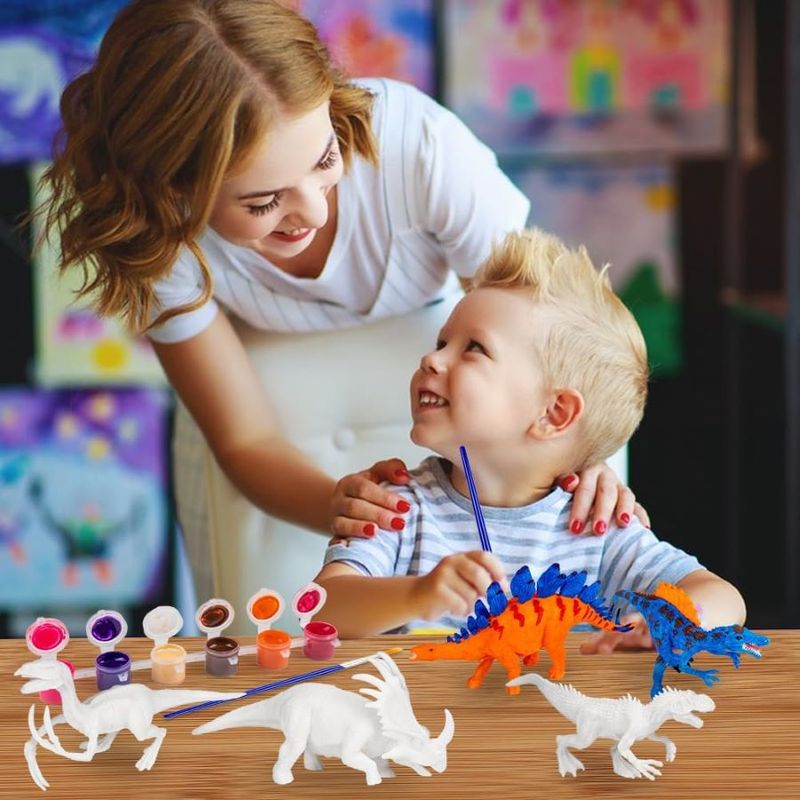 Peinture de dinosaures pour enfants, argile colorée de dinosaures, jouets de bricolage, cadeau d'anniversaire, peinture de jouets_voghion.com