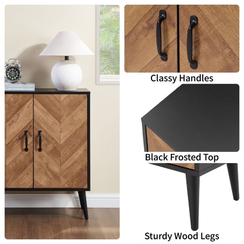 Credenza da cucina con mensola nera regolabile a spina di pesce, per soggiorno e cucina, per il design._voghion.com