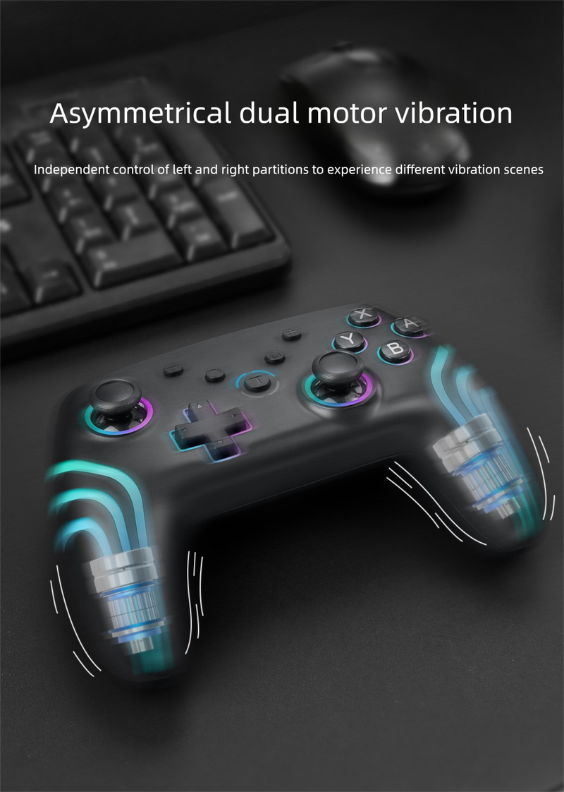 Neues Produkt NS PRO Game SWITCH Bluetooth Wireless Controller mit sechsachsiger Bewegungserkennung, Vibration, RGB-bunten Lichtern_voghion.com