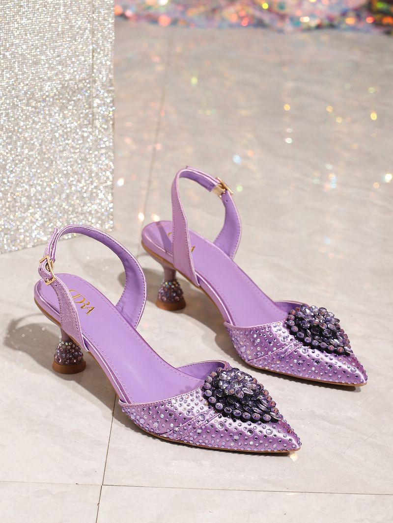 Damenschuhe Mode Temperament Intarsien Ziegel Herz High Heel Sandalen Hochzeit Abendessen Spitze Einzelschuhe_voghion.com