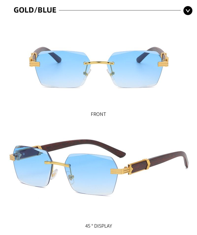 occhiali da sole quadrati da uomo di marca, occhiali retrò sfumati senza montatura in legno_voghion.com