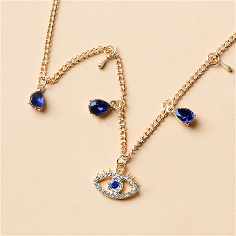 2025 Nieuwe aankomsten Mode Kristal Blauwe Turkse Boze Ogen Voor Vrouwen Waterdruppel Hanger Ketting Eenvoudige Boho Meisje Choker Sieraden Cadeau_voghion.com