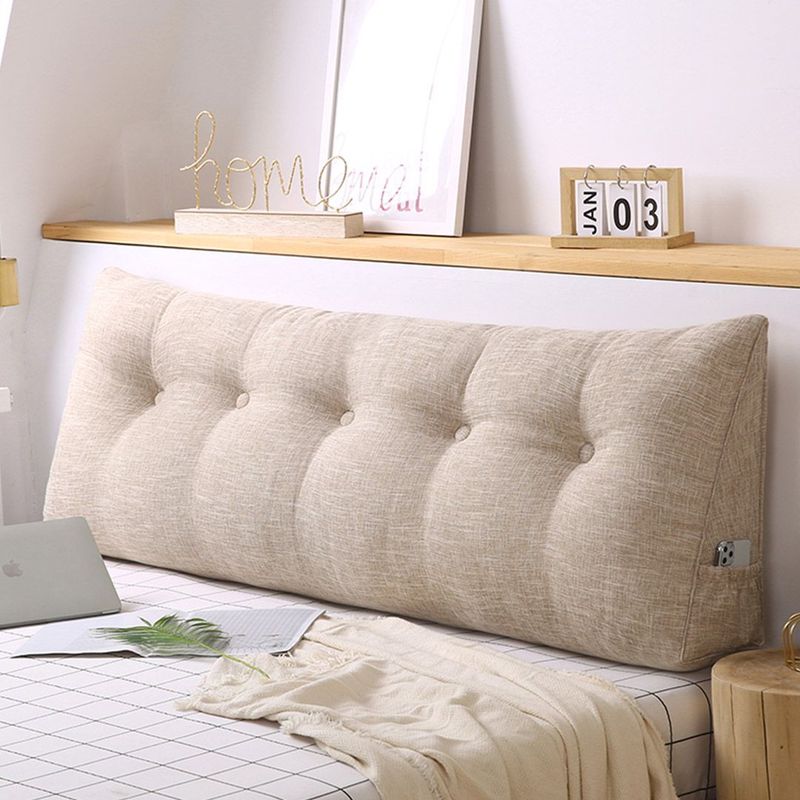 SOGA 2X 120cm Beige Triangular Wedge Bed Pillow Headboard_voghion.com