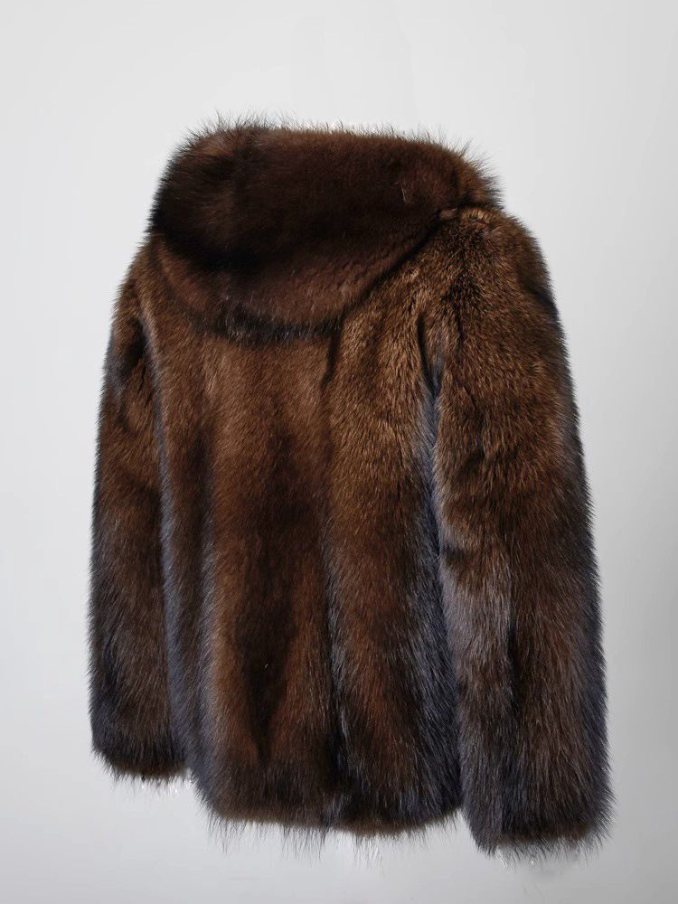 Herrenbekleidung Herren Pelzmantel Nerzimitat Mantel Herren Kurze Kapuze Lässige Modetrend Winter Nerzpelzjacke_voghion.com