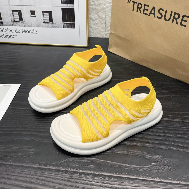 Sandales à plateforme tendance pour femmes - Sandales romaines style coréen printemps-été, en maille respirante avec semelle épaisse en caoutchouc_voghion.com