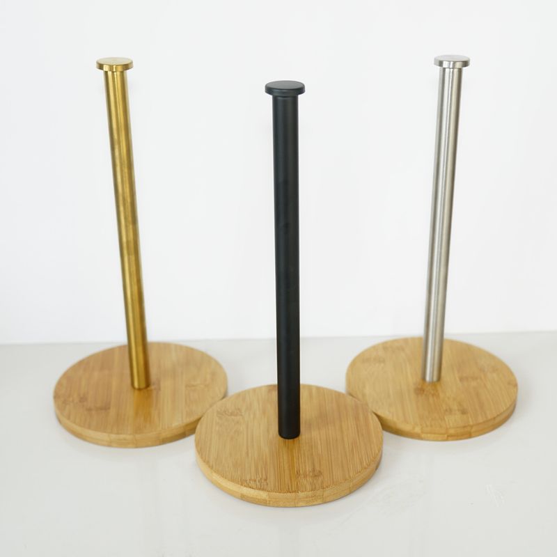 Stainless Steel Bamboo Paper Towel Rack Kitchen Restaurant Vertical Roll Holder Storage Rack Plastic Wrap Rack Lazy Rag Holder_voghion.com
