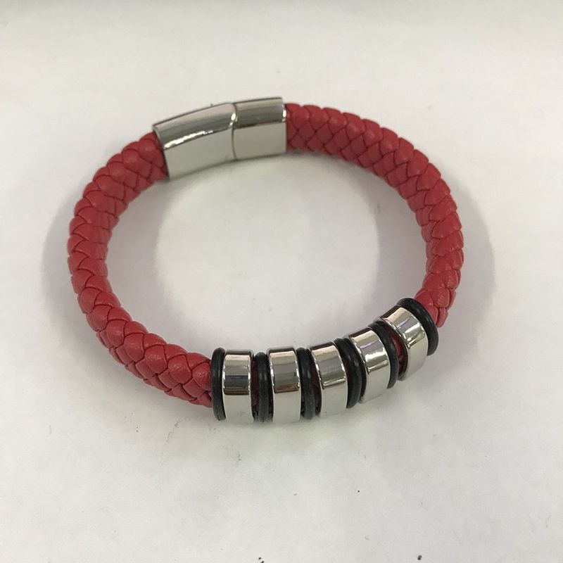 【】 Bracciale versatile in pelle premium intrecciata in acciaio inossidabile per coppie_voghion.com