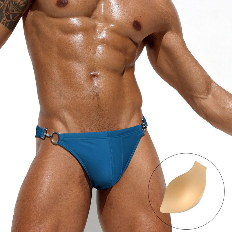 JESSBORN- Herren-Badeanzug mit beidseitiger Metallschnalle und dreieckigem Cup, Anti-Unbehagen, Badehose für heiße Quellen und Pools, Lack-Badeanzug_voghion.com