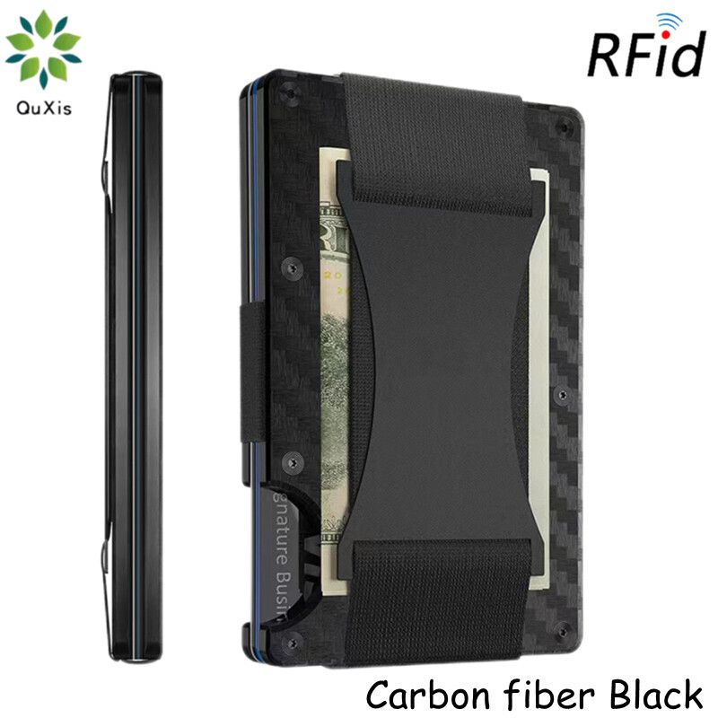 Neu Metall Karte Halter Carbon Faser Brieftasche Geld Clip RFID Anti diebstahl Swipe Blockieren_voghion.com
