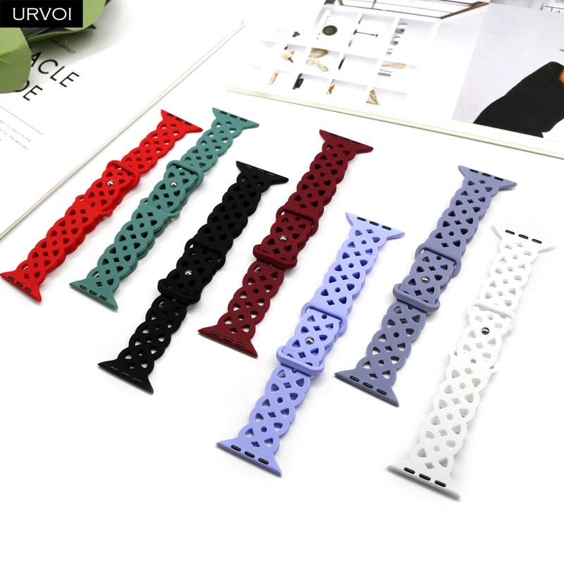 Correa URVOI para Apple Watch Series 8 7 6 SE 54321, correa de silicona ultra suave para iWatch, pulsera transpirable, pin de mariposa_voghion.com