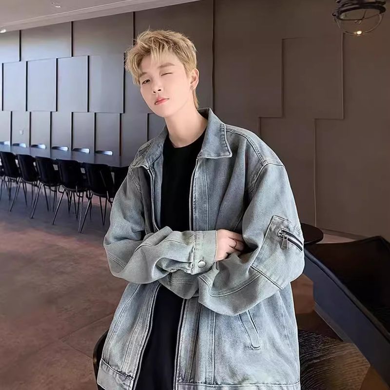 Cowboy jacket men's autumn new retro high street clothes spring and autumn loose washed old jacket_voghion.com