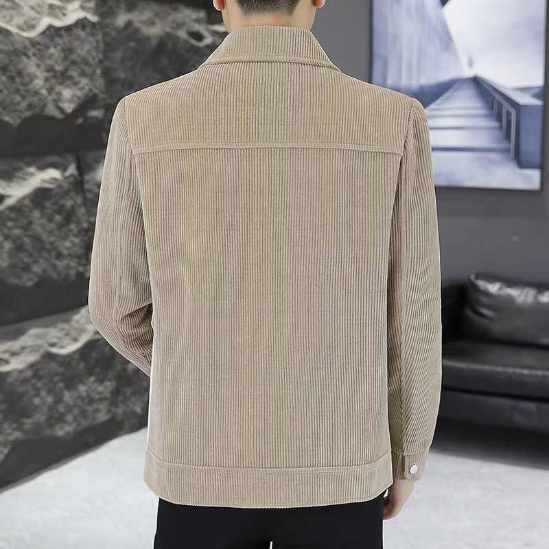 Nova proljetno-jesenska jakna s printom za mladenački ovratnik iz 2025., mladenački trend i debeli baršun za muškarce_voghion.com