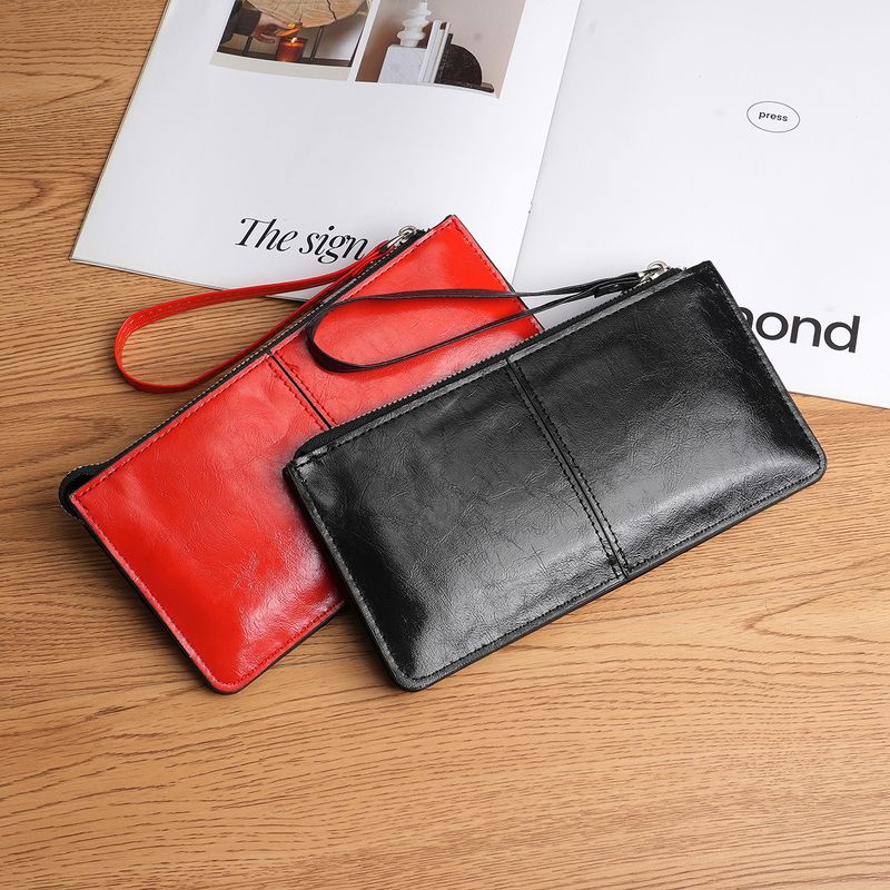 New Women's Korean Style Zipper Long Clutch Bag Multi-Card Slot Multifunctional Wristlet Wallet_voghion.com