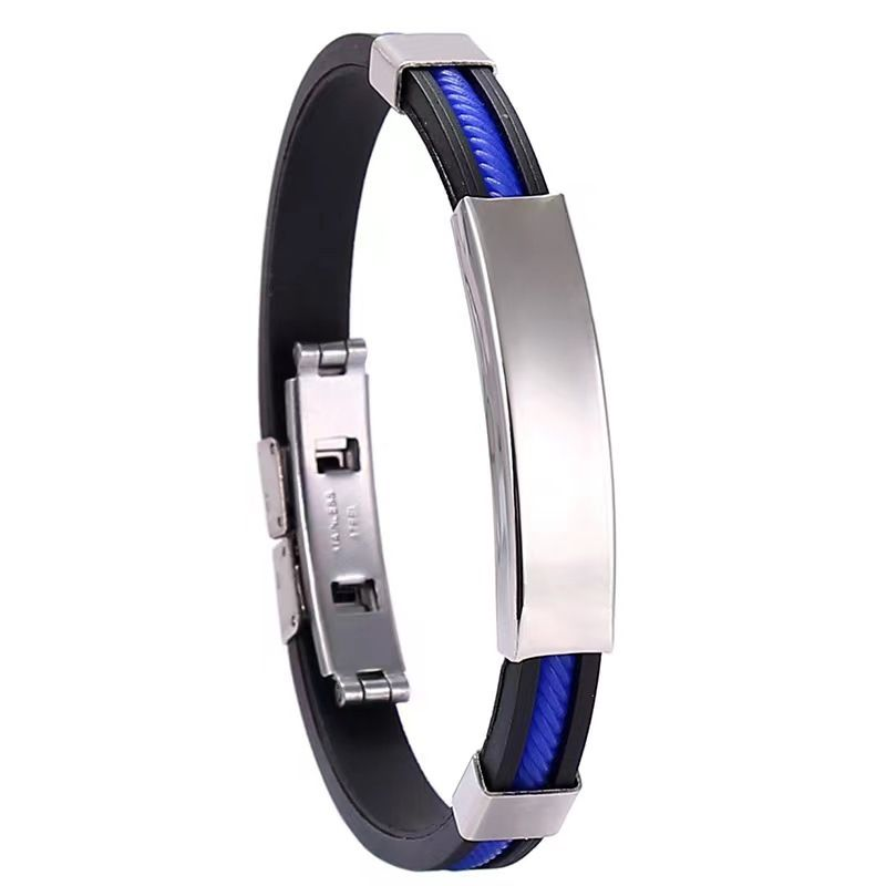 Bracciale in silicone e titanio da uomo con incisione fai da te, 2 pezzi, bracciale in acciaio inossidabile a forma di stella_voghion.com