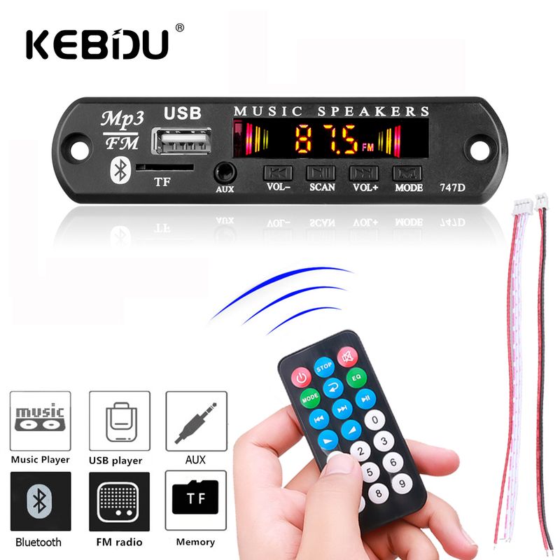 Kit Bluetooth 5.0 6V-24V Placa decodificadora MP3 sem fio WMA Módulo reprodutor de música automotivo Áudio sem perdas USB AUX TF Rádio_voghion.com