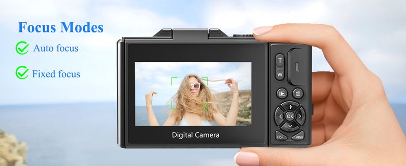 Digitalkamera für Fotografie, WiFi 64MP 4K Vlogging-Kamera F 3 Zoll 180° Flip-Screen 18-facher Digitalzoom Kompakte Vlog-Reisekamera mit 32 GB TF-Karte Schwarz_voghion.com