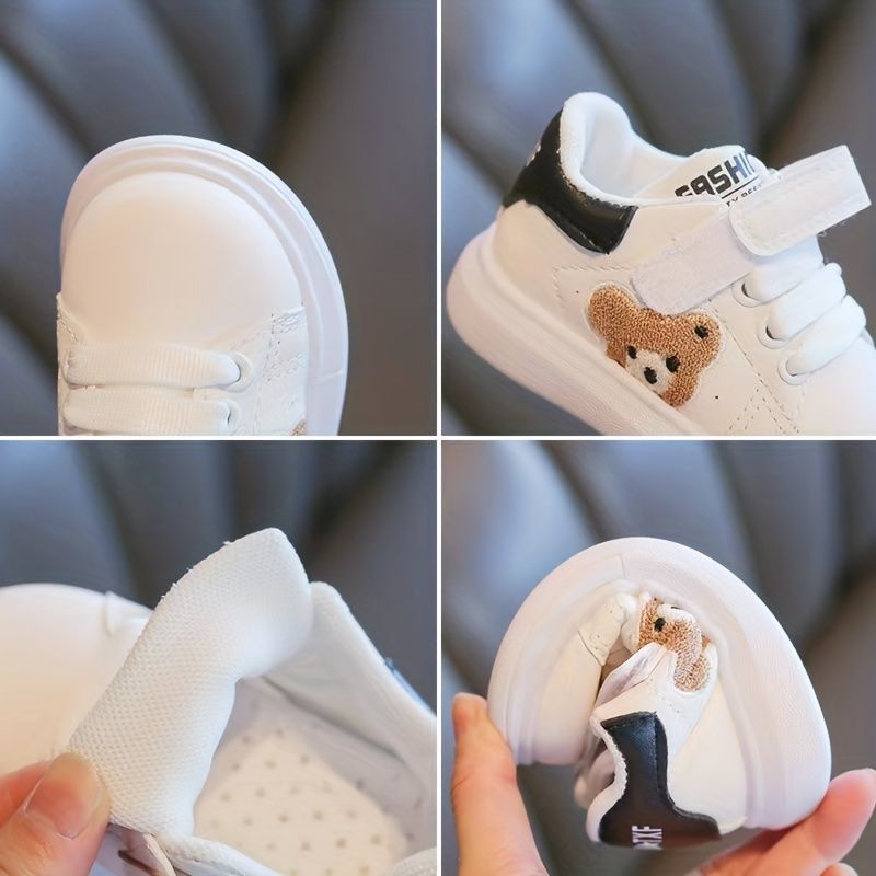 Lässige, süße, bestickte Bären-Low-Top-Jungen, atmungsaktive, bequeme, rutschfeste Sneakers zum Gehen und Laufen im Freien, Herbst_voghion.com
