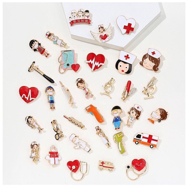 Hot Selling Hospital Epidemic Prevention Series Thermometer Mask Clothing 3D Doctor Nurse Pin Small Brooch_voghion.com