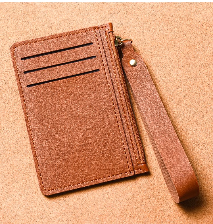 Card Bag Card Cases Hand Held Card Holder Ultra Thin Card Holder Women's Small Coin Purse Solid Color Leather Handle With Zipper For Driver's License_voghion.com