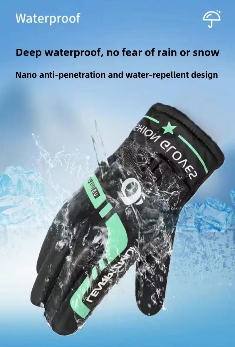 Gants d'hiver chauds pour hommes - Gants de moto doublés en polaire, épais, pour le ski, le cyclisme, coupe-vent et rembourrés en coton_voghion.com