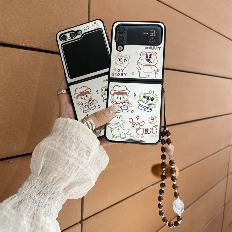 Japanese and Korean cartoon for Samsung zflip5 folding screen phone case GalaxyZFLIP3/4 protective cover mirror_voghion.com