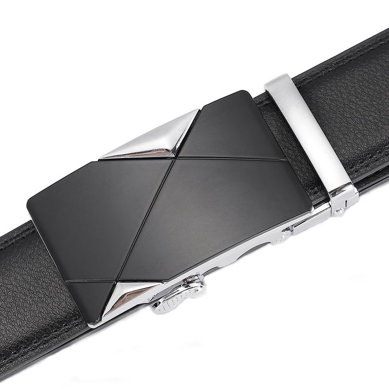 Men's Double-Sided Genuine Leather Belt With Automatic Buckle - Business & Formal Style (Custom Logo Available)_voghion.com