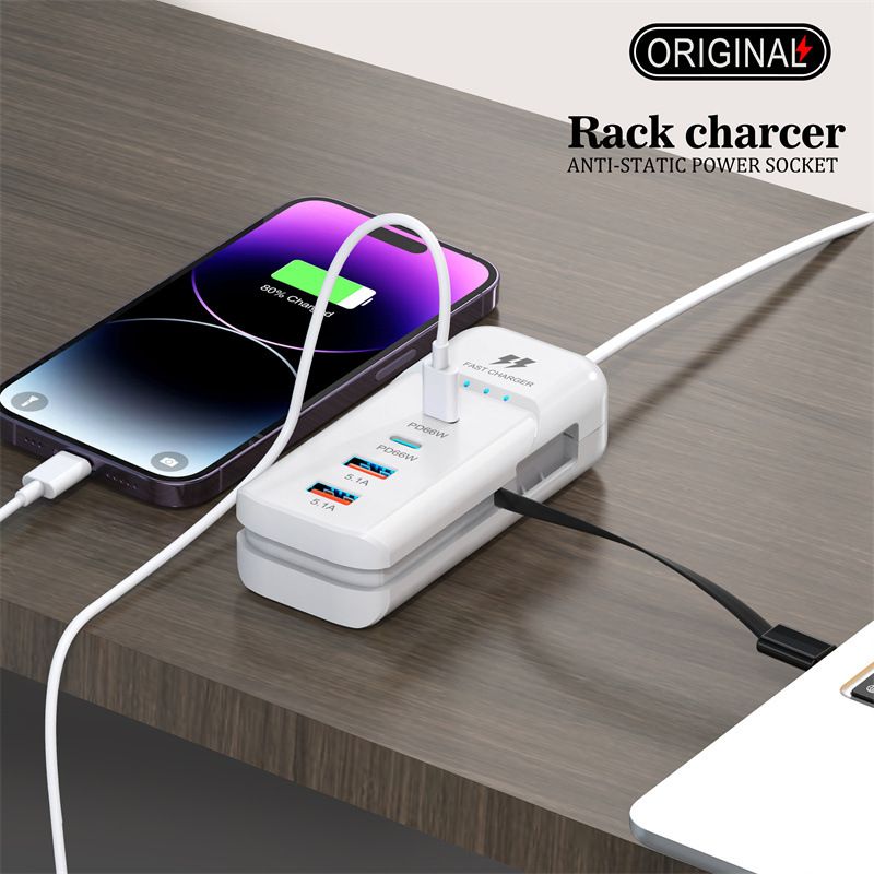 Cargador de teléfono móvil PD + puerto USB con cabezal de carga múltiple, adecuado para Android 3.1a, tipo C_voghion.com
