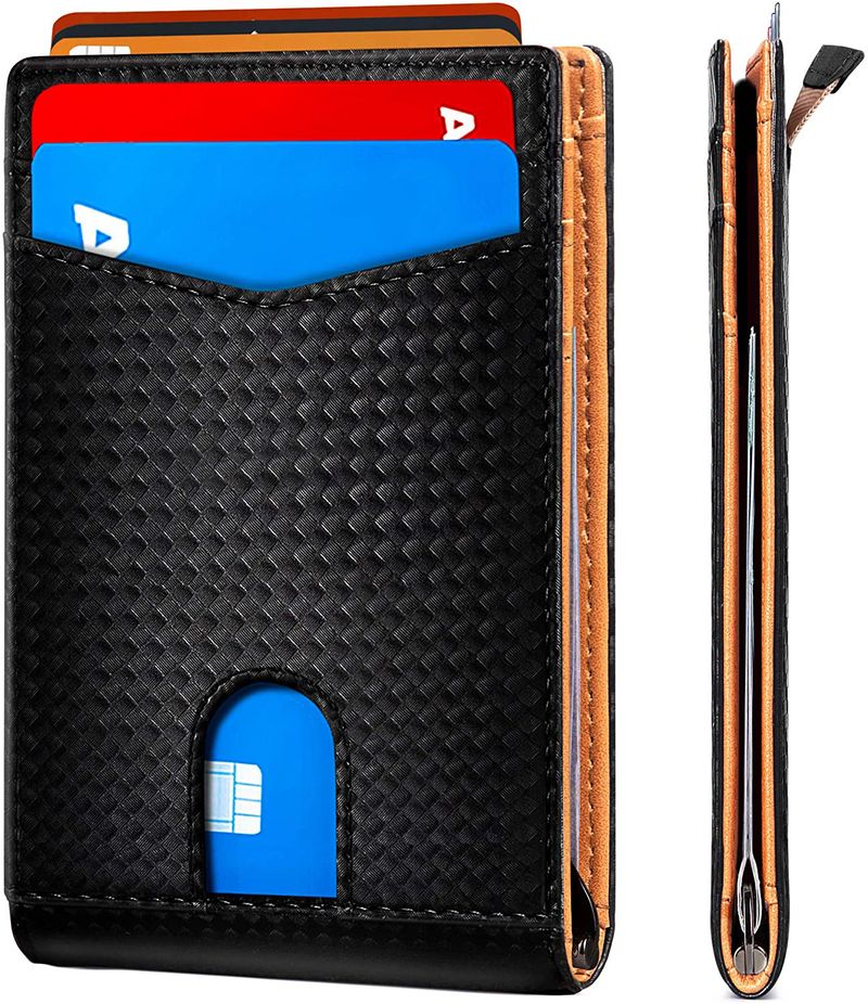 Kartenetui innen und außen aus reinem Leder, Diebstahlschutz mit RFID-Schutz, Dollar-Etui, Herren-Kartenetui_voghion.com