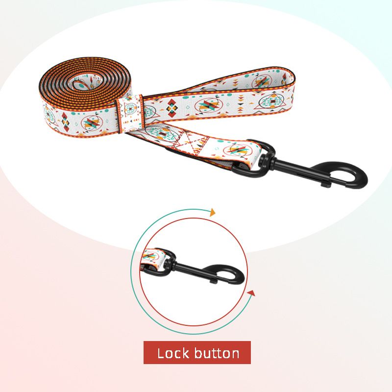 Laser Engraved Metal Buckle Bohemian Leash Ethnic Style Large Medium Small Dog Pet Collar_voghion.com