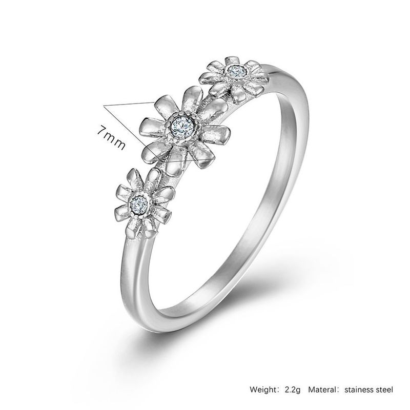 Anello da donna in acciaio al titanio con margherita, design di lusso, senso della moda, gioielli da pendolare_voghion.com