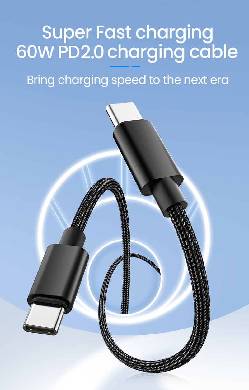 PD 60W USB Type C til USB C-kabel for Samsung Huawei Xiaomi QuickCharge mobillader 5A hurtiglading datakabel_voghion.com