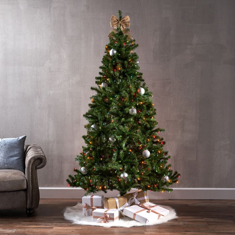 7' Noble Hinged Artificial Christmas Tree with 500 Multi-Lights, 48' Diameter, UL Certified_voghion.com