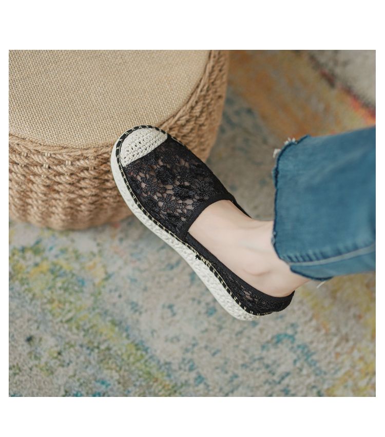 Breathable Mesh Platform Spring Plaid Wedge Fisherman Shoes_voghion.com