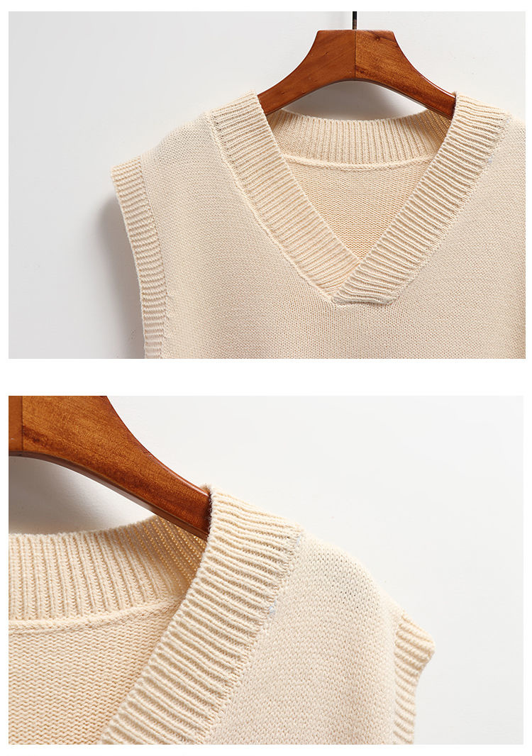 Frauen Pullover Weste V-ausschnitt Gestrickte Top 2023 Neue Koreanische Mode Strickwaren Frühling Herbst Jumper Weibliche Solide Ärmel_voghion.com