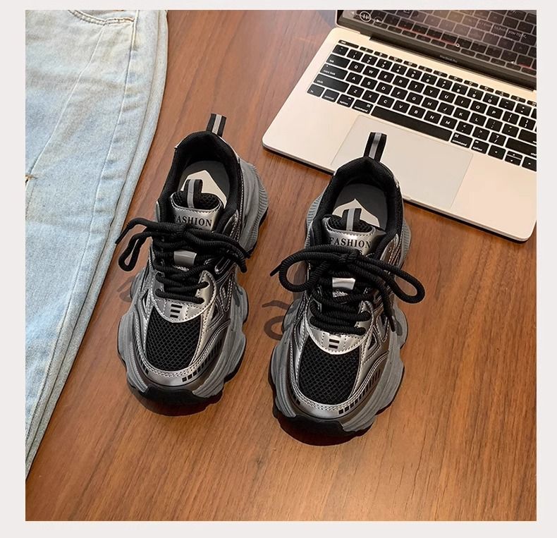 Dames fluwelen dikke sneakers, zwarte platform casual schoenen, dikke zool, hoogteverhogende sneakers voor wandelen en sporten_voghion.com