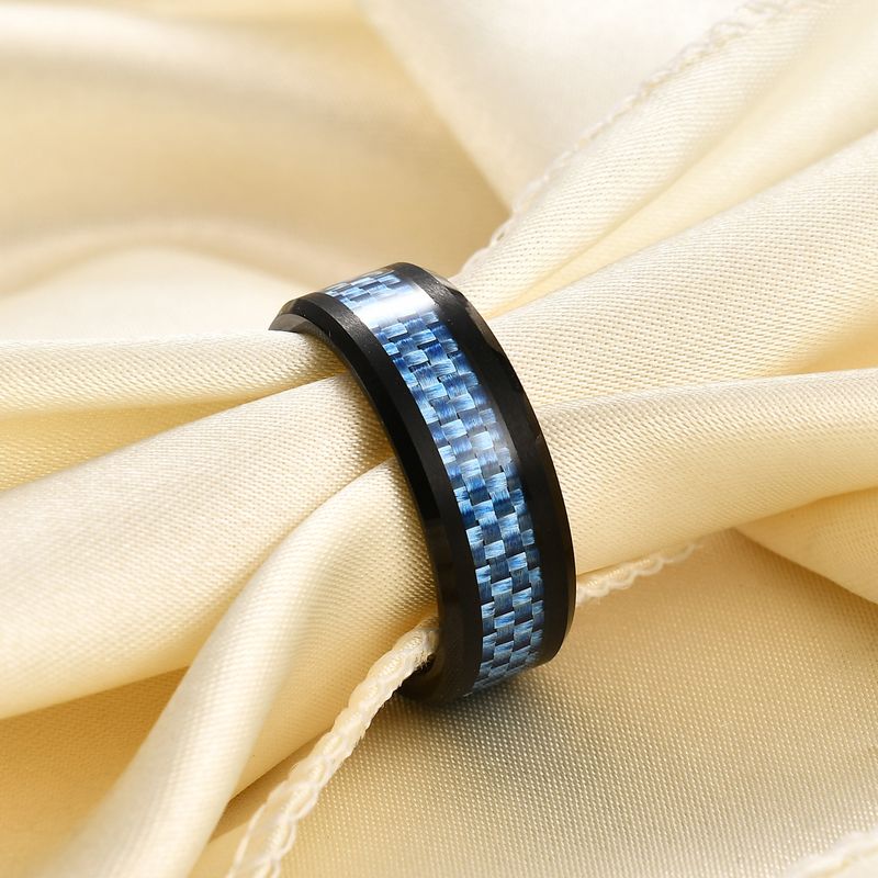 Anello alla moda da 8 mm di larghezza in tungsteno e fibra di carbonio per uomo in più colori_voghion.com