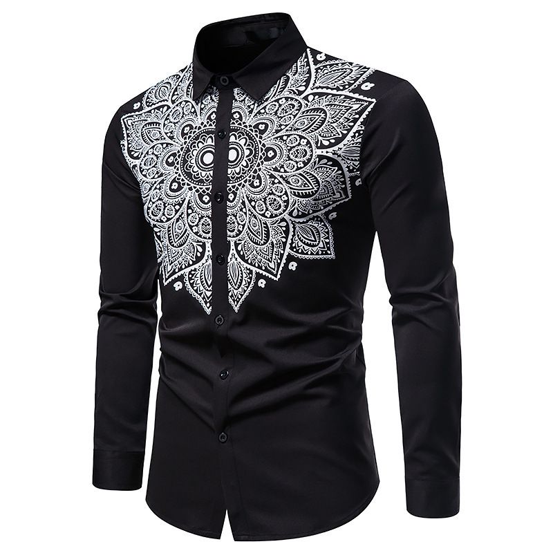 Camicia Primavera e Autunno Nuovo Uomo Manica Lunga Moda Bottoni Stampati Casual Camicia Larga Grande Taglia Formale Abito Pollici Moda_voghion.com