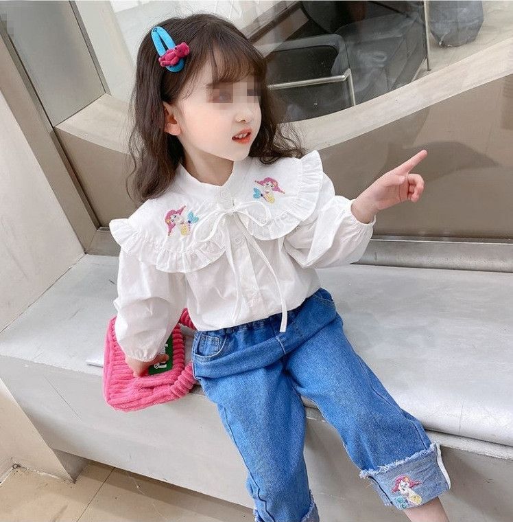 Abbigliamento per bambini, vestiti da cartone animato per neonate, maglietta elegante, jeans, completo in due pezzi_voghion.com