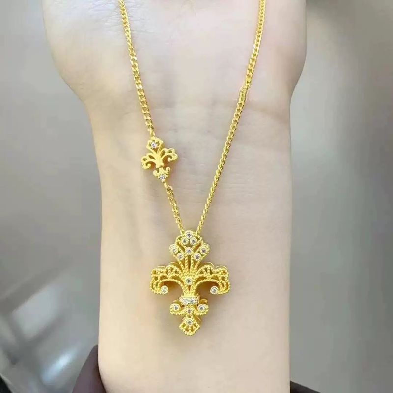 Vietnam gold gericht retro woven gold hohl iris spitze hohe anhänger halskette zu senden freundin_voghion.com