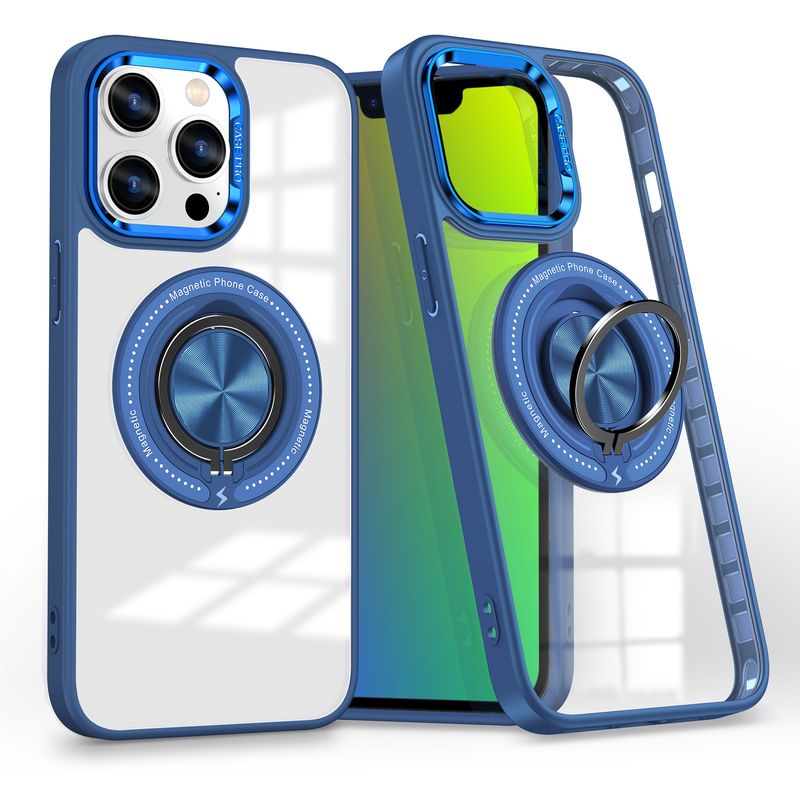 Phone Case & Covers Applicable 15Pro Mobile Phone Case Transparent Ring Car Invisible Bracket Magnetic Suction Protective Cover_voghion.com