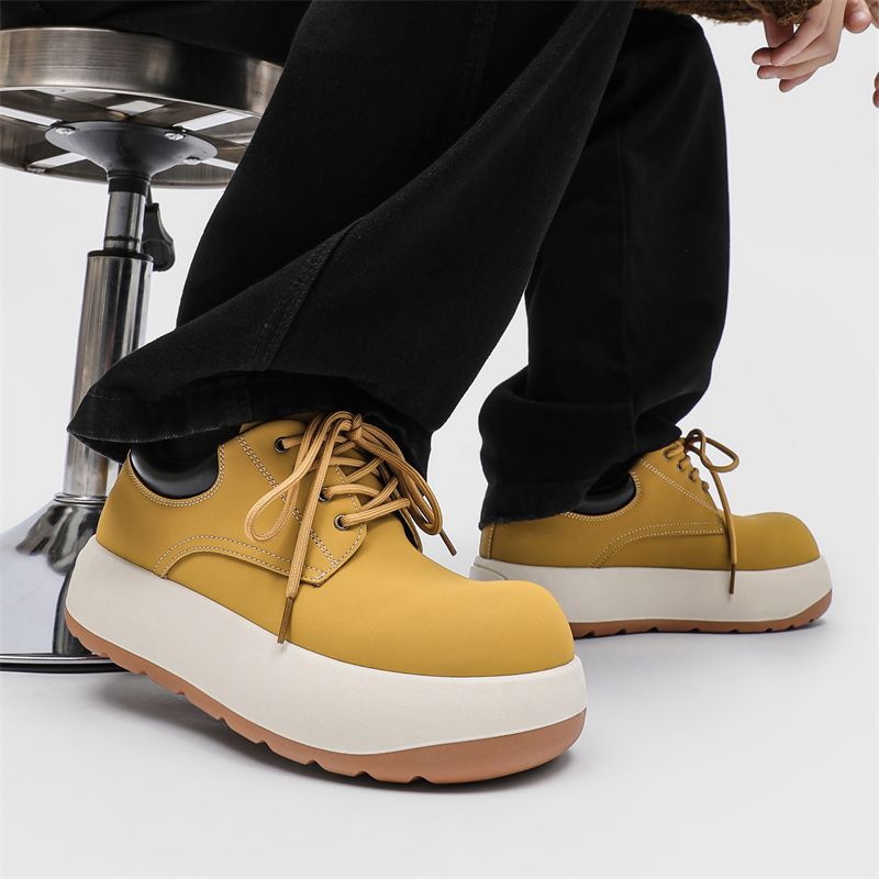 Nouvelles chaussures de printemps en cuir pour hommes, bottes Martin montantes rehaussantes pour hommes_voghion.com