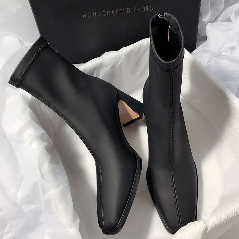 Bottes à talons hauts en cuir véritable pour femme, nouvelles bottes d'automne et d'hiver en cuir de vache élastique, fines et polyvalentes, à la mode coréenne_voghion.com