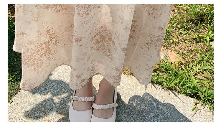 Sommer-Neues süßes Chiffonkleid mit Rüschen, Göttinnen-Abnehmen und reines Verlangen, floraler, sanfter französischer Stil_voghion.com