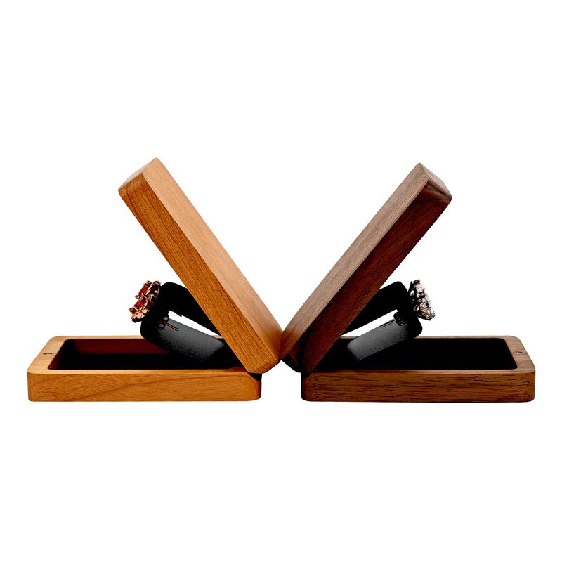 Ring Earring Rotating Display Black Walnut Wooden Storage Hand Jewelry Box_voghion.com