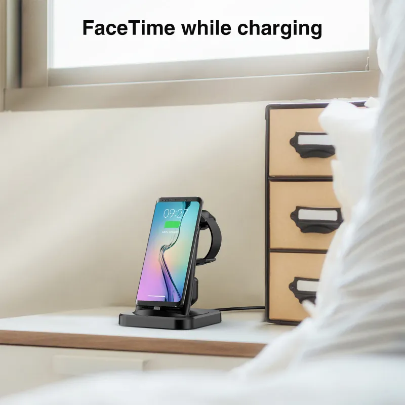 4 In 1 Fast Wireless Charging Station For Samsung Galaxy Charger With Alarm Clock Watch 6 5 Pro S24 S23 S22 S21_voghion.com