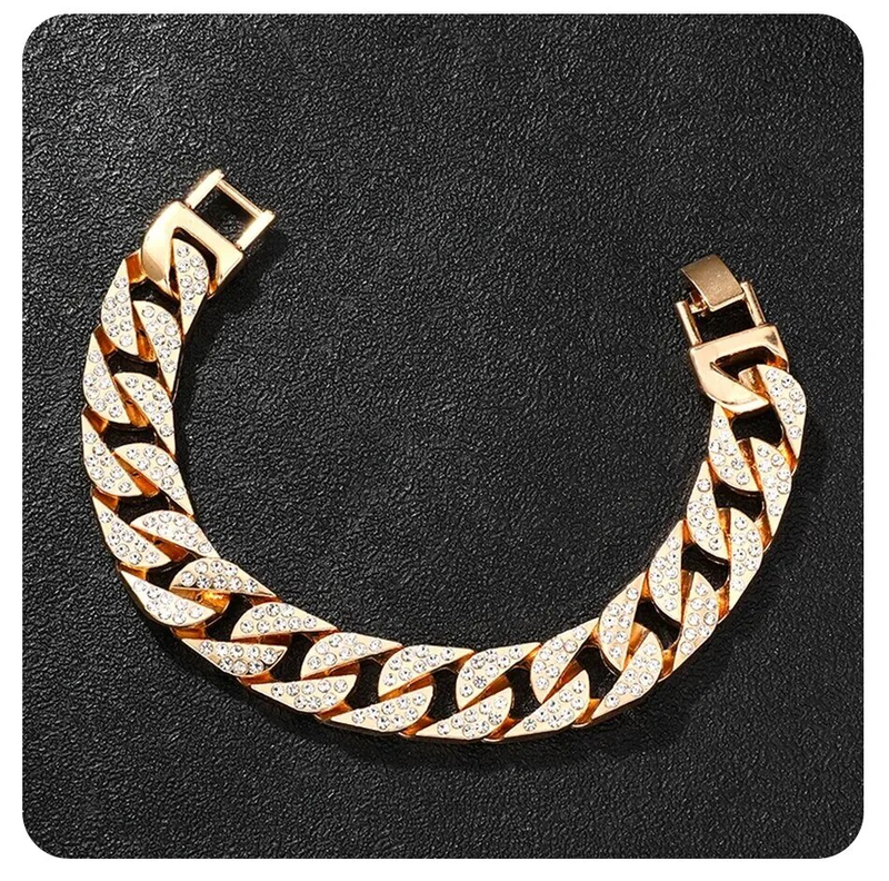 Men's luxury stainless steel gold bracelet, hip-hop diamond, large dial, business, quartz watch, fashionable_voghion.com