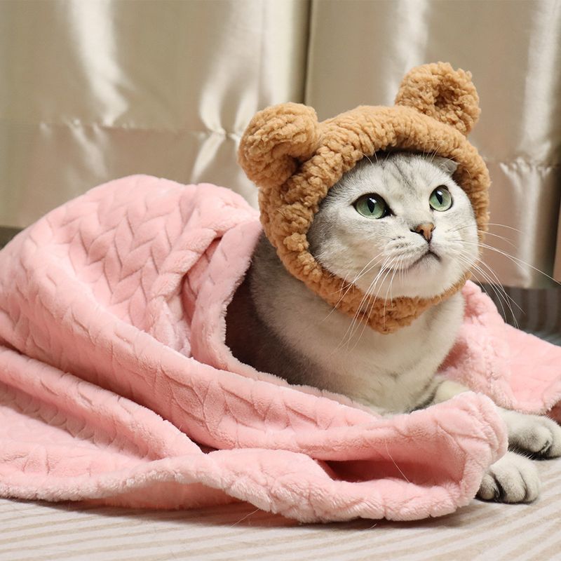 Weizenohr kleine Haustier Katze Nest Matte Hund Wärme Abdeckung Korallen Samt verdickte Decke_voghion.com