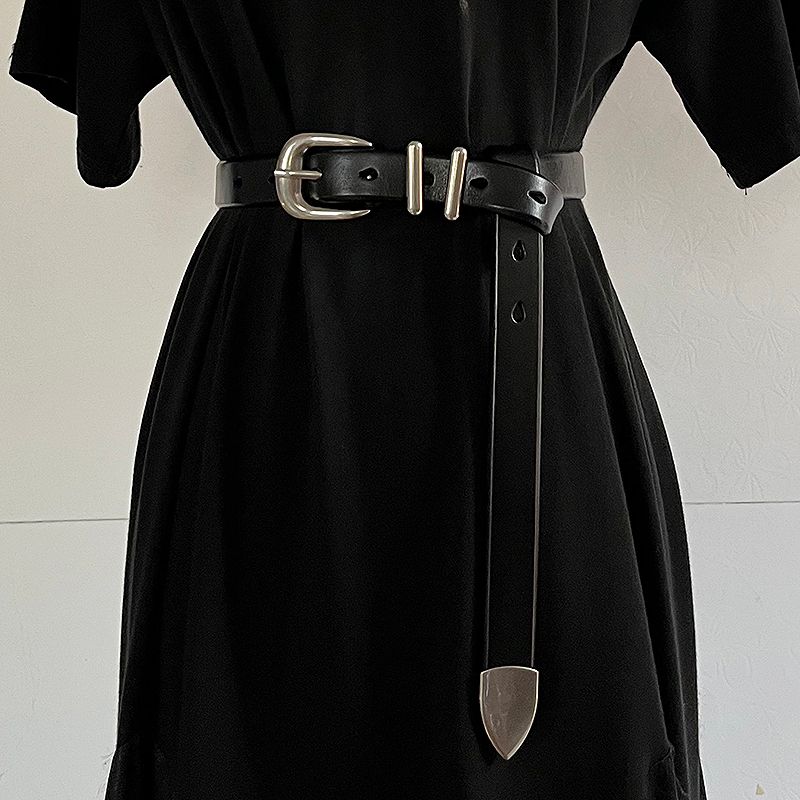 Modischer Retro-Gürtel aus echtem Leder mit silberner Schnalle, Unisex-High-End-Gürtel aus erster Schicht Rindsleder, Ins-Style-Accessoires_voghion.com