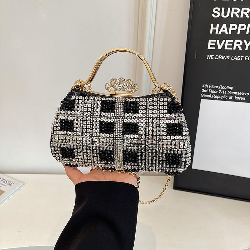 2025 New Exquisite Niche Design Sequin Handbag Chain Shoulder Crossbody Evening Bag_voghion.com
